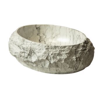 Lavabo Ovalado - Lavabo De Baño - Resina Con Textura - Marfil (45x32x15cm)