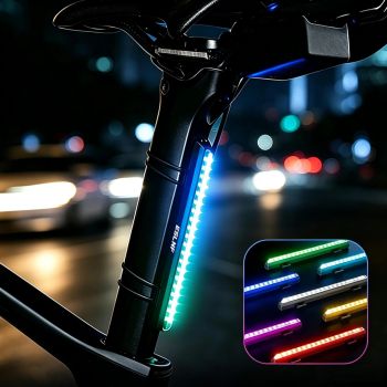 ESLNF RGB Luz trasera de bicicleta con riel de asiento en flujo, 1200 mAh, recargable Type-C, IPX4, impermeable para con