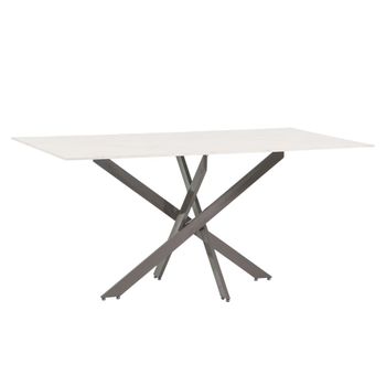 Mesa de interior 160x90 cm, tablero de vidrio mármol rosa/tórtola