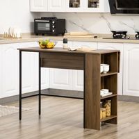 mesa de bar de melamina de madera metal homcom 120x76x914 cm-marron