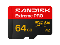 tarjeta micro sd - sandisk extreme pro 64 gb hasta 200 mbs de lectura 5k y 4k uhd v30 a2 u3 uhd-i adaptador sd negro