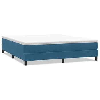 Cama Box Spring Sin Colchón Terciopelo Azul Oscuro 180x220 Cm
