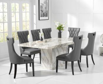 Calacatta 220cm Marble-Effect Dining Table with Freya Chairs