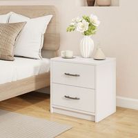 mesita de noche  mesilla de noche moderna con 2 cajones almacenaje compacto de madera para sofa blanco