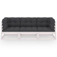 sofa de jardin 3 plazas  sofa de exterior con cojines madera maciza de pino