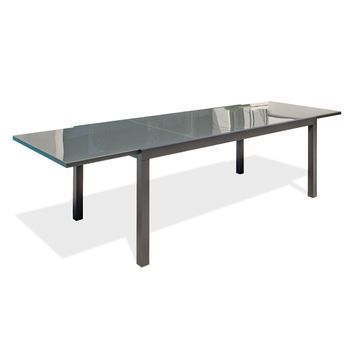 Mesa De Jardín 12 Plazas De Aluminio Y Tablero De Vidrio