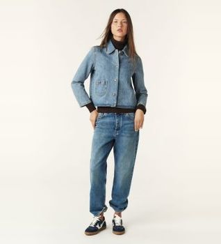 BA&SH para mujer. 1E24TINY Cazadora Tiny azul (36), Casual, Algodón, Denim, Manga 3/4