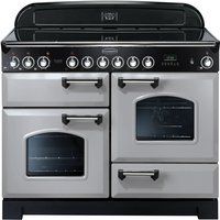 rangemaster classic deluxe 110 electric ceramic range cooker - royal pearl  chrome