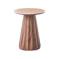 mesa auxiliar tablero de ceramica efecto travertino base acanalada estilo moderno de mediados de siglo marron sabrina