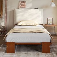 cama de 90 x 200 cm con cabecero acolchado - pino  espuma  contrachapado - patas de cama mas anchas - marron oscuro colchon no incluido
