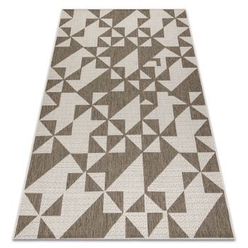 Alfombra De Cuerda Sisal Floorlux 20489 Triángulos Color Champagne/gr 240x330 Cm