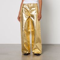 ganni metallic denim wide-leg jeans - w27