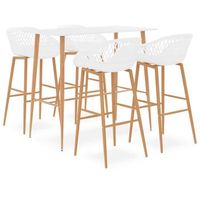 mesa alta y taburetes de bar de 5 piezas blanco vidaxl