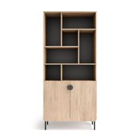 estanteria almacenamiento de melamina en roble-grafito 180x80x32 cm