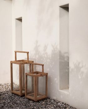 Portavelas de madera de teca reciclada en marrón 28x28x60 cm