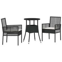 conjunto de comedor de jardin 3 piezas  mueble de jardin negro ratan sintetico
