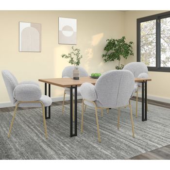 Juego de 2 sillas de comedor en tejido gris claro