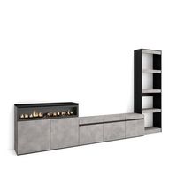 muebles de salon para tv conjunto de muebles comedor 310x186x35cm para tv hasta 65 chimenea electrica estilo moderno cemento