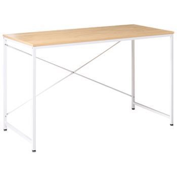 Escritorio Para Oficina Patas Y Estructura De Hierro Con Recubrimiento En Polvo Tablero De Mdf Industrial Blanco Marrón Claro Andaste