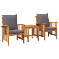 juego de jardin 3 uds con cojines de madera maciza acacia cfw299312