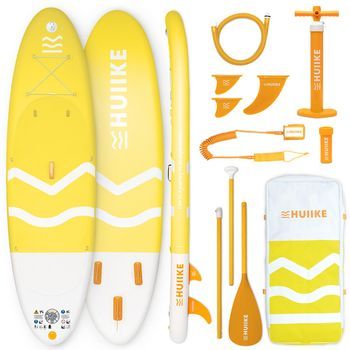 Tabla Paddle Surf Hinchable Con Accesorios, Huiike | Sup Con Remo, Quillas, Inflador, Amarilla, 10´