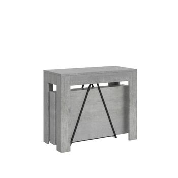 Consola extensible 90x42/198 cm efecto madera gris cemento