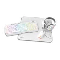 krom kenta - combo gaming 4 en 1 - teclado rgb rainbow layout espanol antighosting raton optico 7200 dpi auriculares 50mm estereo y alfombrilla 450x400x3mm color blanco