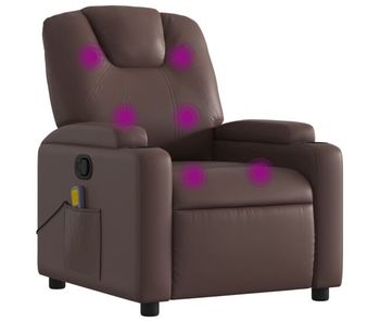 Vidaxl sillón de masaje reclinable cuero sintético marrón