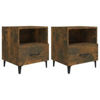 mesita de noche 2 uds madera contrachapada color roble ahumado vidaxl