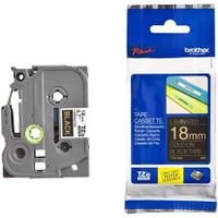 brother tze-344 original p-touch label tape 18mm x 8m gold on black