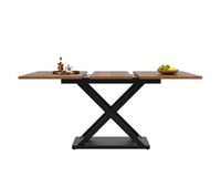 mesa de comedor retractil - mdf y metal - tapa con efecto de veta de madera - marron