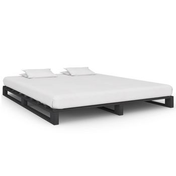 Estructura De Cama De Palets Madera Maciza Pino Gris 180x200 Cm