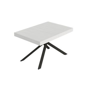 Mesa Extensible Niket 140/400x90 Cm, Fresno Blanco, Patas Antracita