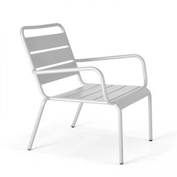 Sillón De Jardín Bajo De Acero Blanco Relajante, Palavas - Oviala