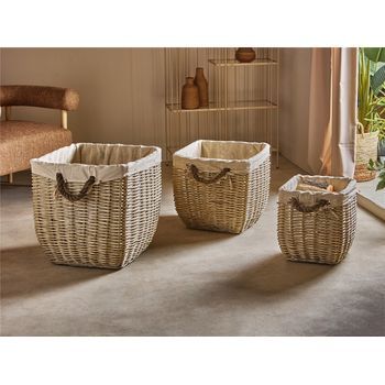 Contenedor Mimbre Interior Yute 54 Cms. S/3 54x54x51 Cms