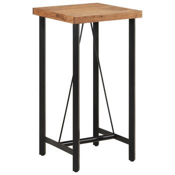 Mesa Alta De Hierro Y Madera Maciza De Acacia 55x55x107 Cm Vidaxl