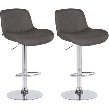 Lote De 2 Taburetes De Bar Solon Cromados Tela Gris Oscuro 50x50x85 Cm Clp
