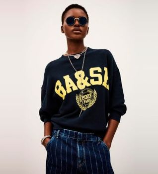BA&SH para mujer. 1E24BENJ Sudadera Benjamin marino (36), Casual, Algodón