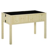 outsunny huerto elevado plegable de madera con drenaje 115x56x76 cm   aosom espana