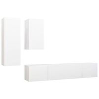 set de 4 uds muebles tv  mueble de salon  armario tv madera de ingenieria blanco