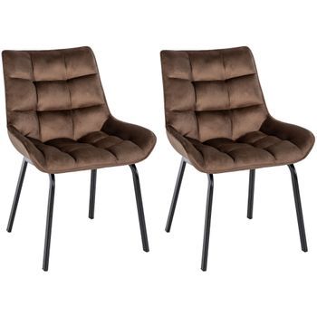 Lote De 2 Sillas De Comedor Saranda Terciopelo Marrón 57x58x84 Cm Clp