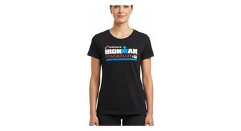 Camiseta negra de manga corta ironman frankfurt para mujer