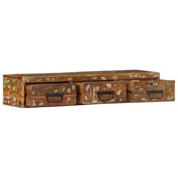 Mueble Tv Pared | Mueble De Salón | Mesa De Tv Pared Madera Maciza Reciclada 100x30x19 Cm