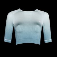 mp womens velocity seamless crop top - ocean blue - xs