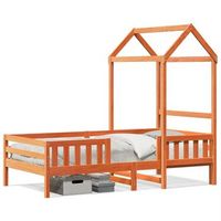 estructura cama con techo madera maciza pino marron 80x200 cm vidaxl