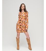 superdry para mujer w8011578a minivestido estampado multicolor xs casual viscosa manga larga
