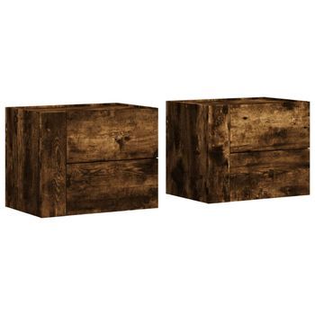 Mesitas De Noche De Pared 2 Uds Color Roble Ahumado 45x30x35 Cm Vidaxl