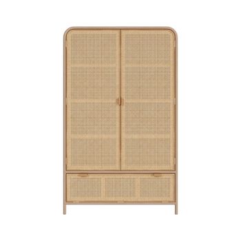 Armario de pino macizo y teca, 2 puertas y 3 estantes