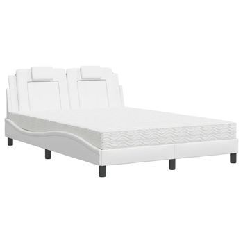 Cama Viana Con Colchón Cuero Sintético Blanco 140x200 Cm Vidaxl