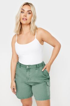 Yours Pantalones Cortos Verdes Cargo De Algodón, Mujer Curvy Y Tallas Grandes, Yours